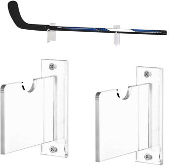 2Pcs Hockeystick Acryl Wall Mount Display Stand Clear Ijshockey Stick Ondersteuning Beugel Houder Horizontale Hanger Voor Home muur
