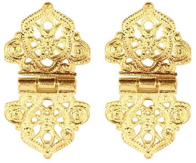 2Pcs Hollow Bloem Scharnier Vintage Brons Kleur Houten Doos Scharnier Zinklegering Kast Hardware Antieke Scharnieren Meubels Accessoires goud