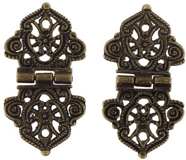 2Pcs Hollow Bloem Scharnier Vintage Brons Kleur Houten Doos Scharnier Zinklegering Kast Hardware Antieke Scharnieren Meubels Accessoires