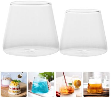 2Pcs Huishoudelijke Glas Cup Hittebestendig Cup Eenvoudige Water Beker Transparant
