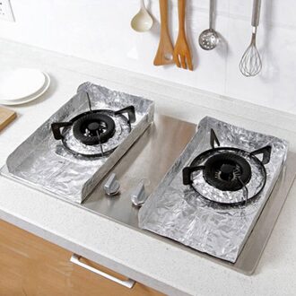 2Pcs Kachel Protector Cover Liner Gasfornuis Protector Gasfornuis Kookplaat Brander Protector Keuken Accessoires Mat Fornuis Cover Zilver