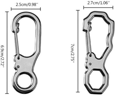 2Pcs Karabijnhaak Rvs Sleutelhanger Spring Snap Clip Anti-Verlies Sleutelhanger Haak U7EF