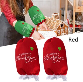 2Pcs Keuken Gereedschap Vrolijk Kerstfeest Schoonmaken Mouw Morsmouw Antifouling Arm Mouw Protector Kerst Decor Ornamenten rood