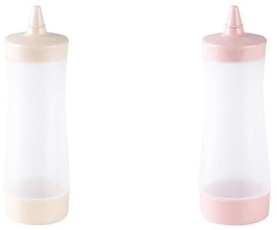 2Pcs Knijp Fles Keuken Accessoires Juskom Plastic Saus Azijn Olie Ketchup Jus Cruet Kruiderij Dispenser-Roze + tr