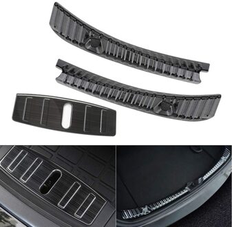 2Pcs Kofferbak Bumper Frunk Bumper Protector Guard Roestvrij Staal Zwart Titanium Legering Voor Tesla Model 3