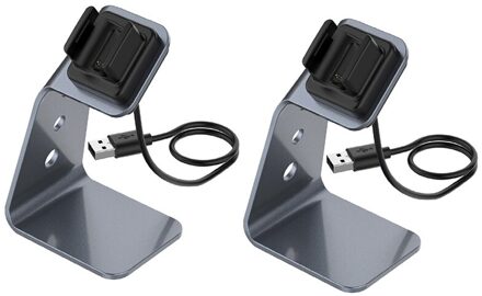 2Pcs Lader Dock Voor Fitbit Lading 4/Lading 4 Se/Lading 3/Lading 3 Se, draagbare Vervanging Charging Dock Stand grijs