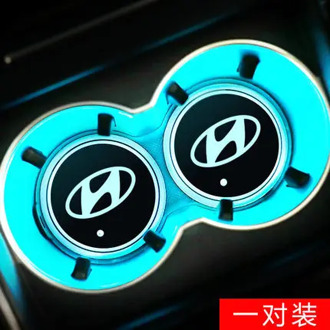 2pcs Led Car Logo Cup 7 Color lights Luminous Coaster For Hyundais IX25 IX35 ix35 iX45 iX25 i20 i30 Tucson Car Accessories