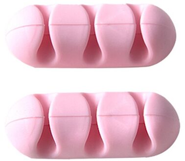 2Pcs Leuke Kabel Vaste Opslag Hoofdtelefoon Draad Wrap Cord Winder Organizer Kabel Collector Silica roze