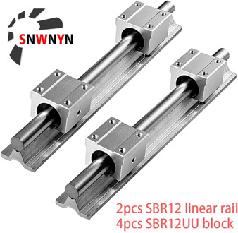 2pcs Linear Rail SBR12 Length 300 400 500 600 1000 1200 1300 1500mm Linear Guide SBR12 + 4pcs SBR12UU Linear Block For CNC Part