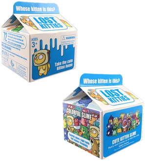 2PCS Lost kitties Surprise blind box Match squishy clay Milk box with Random modeling kittens kids's favorite surprise toys