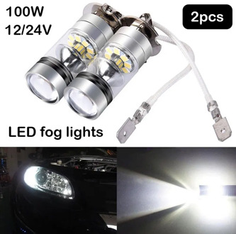 2Pcs\lot 100W H3 LED High Power Fog Light Driving Bulb 12/24V 10000LM White 6000K DRL Car Headlight Car replacement accessories