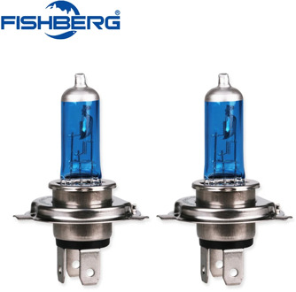 2pcs/lot H4 55W P43T 12V Halogen Lamp 6000K Car Halogen Bulb Xenon Dark Blue Glass Super White Car Light Source