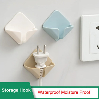 2pcs/lot Nail-free Power Cord Storage Rack Wall Storage Hooks Kitchen Plug Hook Adhesive Hooks Power Plug Socket Hanger Holder