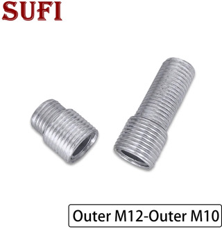 2pcs M12 M10 external teeth adapter screw fine teeth hollow tube iron threaded tube full tooth screw Outer M12 to Outer M10