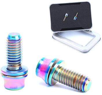 2Pcs M5 * 12Mm Fiets Dera Bidonhouder Bevestiging Bouten Titanium Legering Schroef Met Wasmachine Voor Fietsen fietsen Accessoires Chromatic kleur