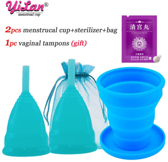 2pcs Menstrual Cup Women Period Cup Medical Grade Silicone Lady Cup Feminine Hygiene Menstrual Collector Gift Vaginal Tampons