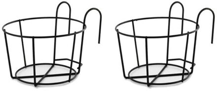 2Pcs Metal Iron Ronde Planten Bloempot Vaas Stand Plant Houder Met Haken Voor Tuin Balkon Leuningen Thuis Tafel decor