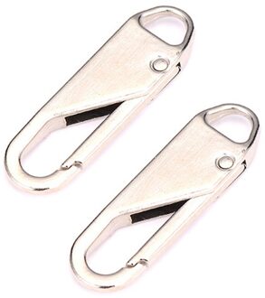 2Pcs Metalen Rits Rits Reparatie Kits Rits Pull Voor Rits Slider Naaien Diy Craft Naaien Kits Metal Zip zilver 2stk