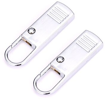 2Pcs Metalen Rits Rits Reparatie Kits Rits Pull Voor Rits Slider Naaien Diy Craft Naaien Kits Metal Zip zilver groot 2stk