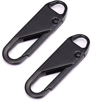 2Pcs Metalen Rits Rits Reparatie Kits Rits Pull Voor Rits Slider Naaien Diy Craft Naaien Kits Metal Zip zwart 2stk