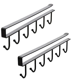 2Pcs Mok Haken Cups Wijn Glazen Opslag Haken Keuken Gebruiksvoorwerp Ties Riemen En Sjaal Opknoping Haak Rek Houder Onder kast Close