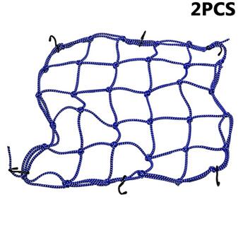2Pcs Motorcycle Bagage Netto Reflecterende Moto Helm Mesh Netto Beschermende Gears Bagage Haken Motorcycle Accessoires Organizer Blauw