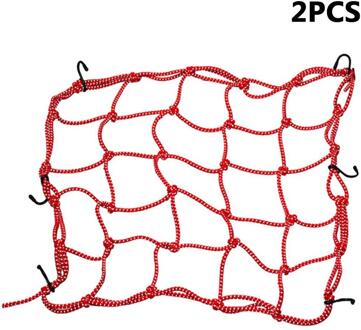 2Pcs Motorcycle Bagage Netto Reflecterende Moto Helm Mesh Netto Beschermende Gears Bagage Haken Motorcycle Accessoires Organizer Rood