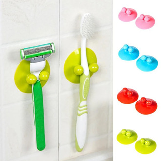 2Pcs Multi-function Powerful Suction Cup Kitchen Bathroom Wall Hanger Bracket Without Drill Bit Suction Cup Storage Hook