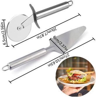 2Pcs Multifunctionele Pizza Cutter Wiel Kit Rvs Pizza Roller Cutter Met Schop Keuken Cutter Set Cake bakken Tools