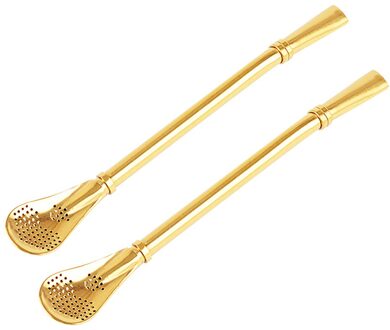 2Pcs Multifunctionele Rvs Rietje Lepel Thee Filter Yerba Mate Thee Rietjes Herbruikbare Thee Gereedschap Wasbare Bar Gereedschap GD