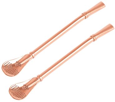 2Pcs Multifunctionele Rvs Rietje Lepel Thee Filter Yerba Mate Thee Rietjes Herbruikbare Thee Gereedschap Wasbare Bar Gereedschap RG