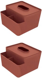 2Pcs Multifunctionele Tissue Dozen Desktop Servet Doos Met Houder Voor Home Office (Donkerblauw) afbeelding 1
