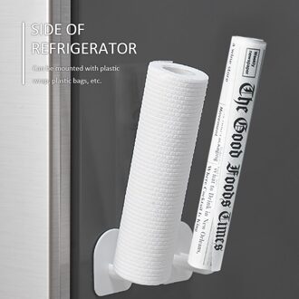 2Pcs Naadloze Stickers Opbergrek Huishouden Rack Wall Mount Organizer Holder Hook Punch-Gratis Keuken Badkamer Woonaccessoires 1stk wit