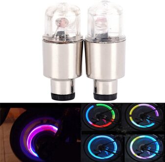 2Pcs Neon Led Lamp Flash Tyre Wheel Valve Cap Light Voor Auto Fiets Motorfiets