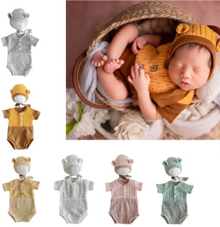 2Pcs Newborn Photography Props Suit Lace Romper Hat Set Knit Outfits Clothing Infants Shooting Photo Gifts