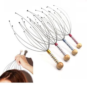 2Pcs Octopus Hoofd Hoofdhuid Ontspanning Massage Pijnbestrijding Body Massager Stress Release Ontspannen Klauw Metalen Massager Apparaat Unisex 1 stk willekeurig