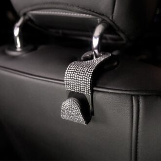 2Pcs Opslag Hanger Rugleuning Accessoires Multifunctionele Draagbare Praktische Kruidenier Ruimtebesparend Strass Auto Hoofdsteun Haak wit