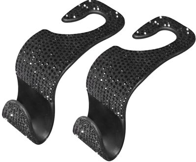 2Pcs Opslag Hanger Rugleuning Accessoires Multifunctionele Draagbare Praktische Kruidenier Ruimtebesparend Strass Auto Hoofdsteun Haak zwart