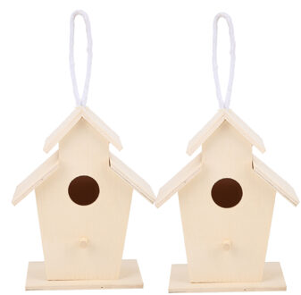 2Pcs Outdoor Tuin Houten Vogel Huis Nestkastje Kooi Decoratie Ornament Vogels Levert Vogelkooi Woondecoratie