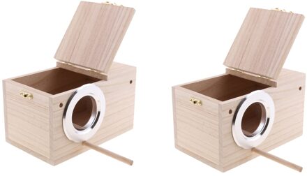 2Pcs Parkiet Nestkastje, Vogelnest Fokken Doos Kooi Houten Huis Voor Vink Lovebirds Valkparkiet Budgie Conure Van Papegaai