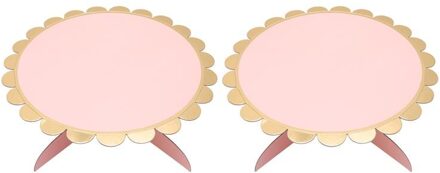 2Pcs Party Verzamelen Single Layer Cake Cupcake Stand Dessert Fruit Paper Display Rack Voor Bruiloft Verjaardag Roze