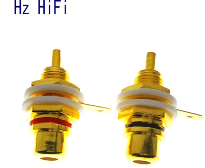 2PCS Plating Gold RCA Right Angle Connector Plug Adapters Red Black Female Audio Adapter