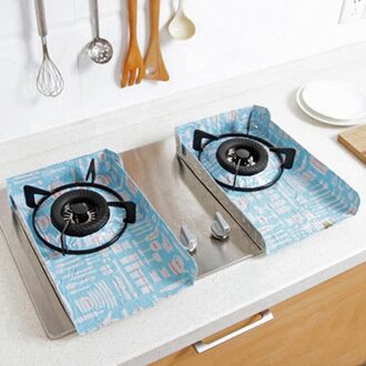 2Pcs Ploetert Shield Screen Gasfornuis Olie Splash Protector Brander Cover Cleaning Pad Frituren Guard Keuken Koken Boord Gereedschappen blauw
