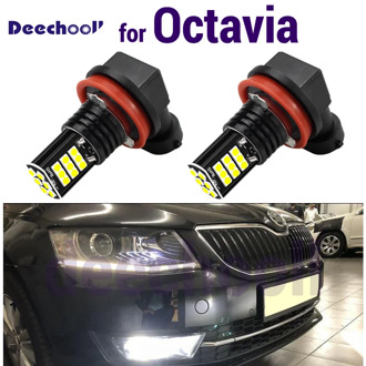 2pcs Premium Canbus Pure White Car LED lamp H11 H8 24SMD front fog light bulb for Skoda Octavia 2 3 MK2 MK3 1Z 5E A5 A7 FL 2005+
