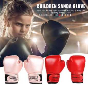 2pcs Professional Boxing Training Fighting Gloves PU Leather Kids Breathable Muay Thai Sparring Punching Karate Kickboxing Glove