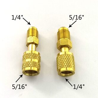 2Pcs R410 Koeling Opladen Adapter 5/16 Sae F 1/4 Sae M 5/16 Sae M Tot 1/4 Sae F airconditioner Koelmiddel Fluoride