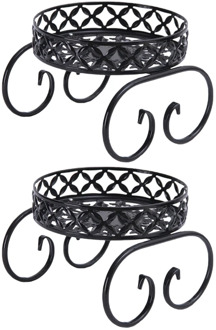 2PCS Raised Metal Pot Plant Stand Shelf Garden Indoor Outdoor Tall Patio Flower Display Holder Rack