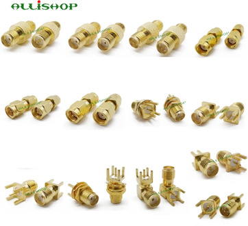 2Pcs RF SMA Adapter Kit SMA Male Female WiFi Antenna Connector SMA Jack Solder PCB Mount RF Connector SMA Plug Jack RF Convertor