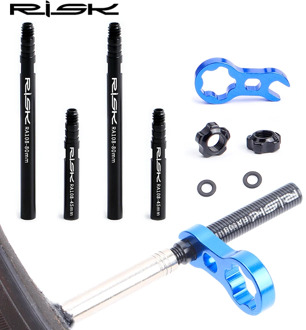 2pcs RISK Bicycle Presta Valve Extender Pole With 3 in 1 Wrench Tools 45/80mm Bike Rims Valve Extend For Tube Tire/Tubeless