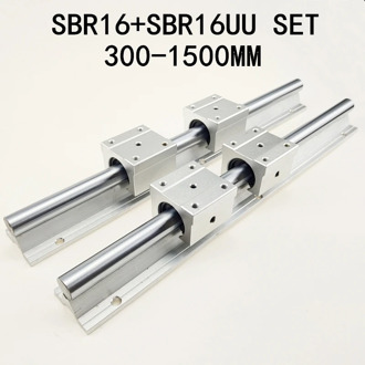 2Pcs SBR16 Linear Rail Guide 300 400 500 600 1000 1200 1500mm + 4pcs SBR16UU Linear Bearing Block Linear Rail Set